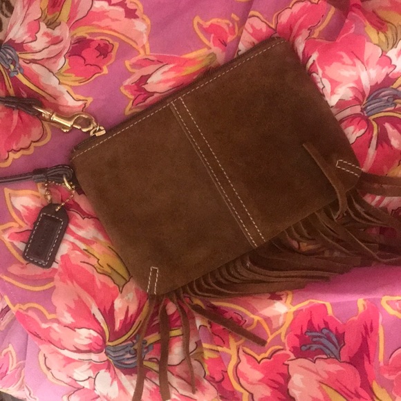 Coach Handbags - Coach Suede Wristlet with Fringe